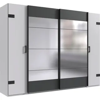 WIMEX Schwebetürenschrank Stockholm 270 x 210 x 65 cm Weiß/Grau
