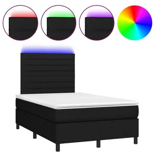 vidaXL Boxspringbett mit Matratze & LED Schwarz 120x200 cm Stoff - Schwarz