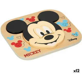 Disney Mickey Mouse Holzpuzzle für Kinder + 12 Monate 6 Teile (12 Stück)