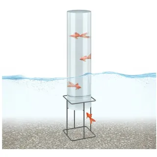 Relaxdays Fischsäule Gartenteich XL grau-weiß 22 cm x 120 cm x 22 cm