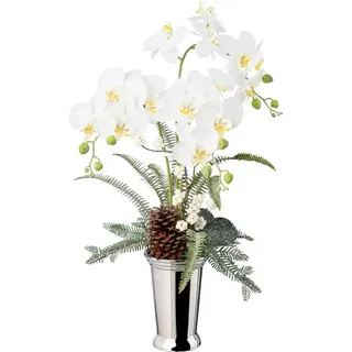Creativ green Winterliche Kunstpflanze »Weihnachtsdeko« Gesteck in Keramikvase, dekoriert mit Zapfen, Beeren und Farnzweigen, weiß