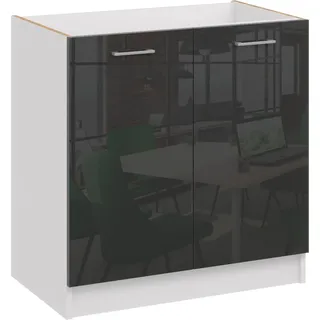 Küchenschrank Kuche Unterschrank Hängeschrank Küchenzeile Kühlschrank , Farbe:schwarz, Küchenschränke:spülenschrank 60cm - Schwarz