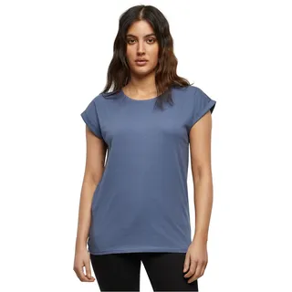 Build Your Brand Damen T-Shirt Ladies Extended Shoulder Tee, lang geschnittenes T-Shirt für Frauen, Baumwolle, Vintageblue, L