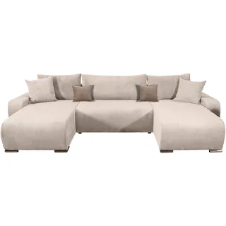Collection AB Wohnlandschaft »Paola U-Form, Breite 314 cm« Wohnlandschaft,2 Ottomane,Bonnelfederkern,Rückenkissen, beige