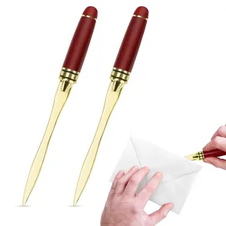 Alethron Brieföffner, 2 Stück Edelstahl Brieföffner Edel 16cm Folienmesser mit Holz Griffzone Letter Opener Sword Personalisiert Brieföffner Schwert Folienschneider für Verpacken Post Papier Schneiden