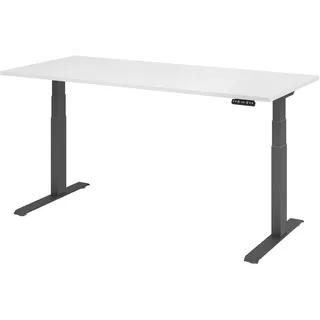 Hammerbacher XDKB19 elektrisch höhenverstellbarer Schreibtisch weiß rechteckig, C-Fuß-Gestell grau 180,0 x 80,0 cm