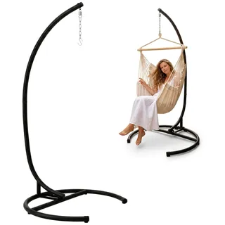 Bis 150kg: XL Hängesessel Gestell Outdoor - 210cm Ständer für Hängestuhl Garten - Schwarz