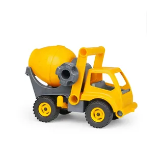 Lena 04215 Actives Betonmischer, Baustellen Fahrzeug ca. 28 cm | Robuster Mischer mit beweglicher Mischtrommel, natürlicher Holzgeruch durch Holzanteil, Spielfahrzeug für Kinder ab 2 Jahre