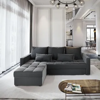 masseno Eckcouch Polyester 2-Sitzer Grau