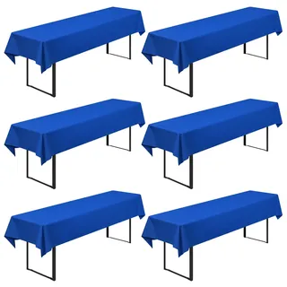6 Stück Biertisch Tischdecke Universal für 50cm u.70cm Biertische Hussen für Biertisch, Biertischhussen Blickdichte Biertisch-Husse Bierzeltgarnitur Waschbar Biertischdecke 100x250cm(Königsblau)
