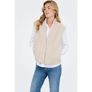 Fellimitatweste JDY "JDYBIRDY LIFE TEDDY OPEN VEST OTW NOOS", Damen, Gr. XS/S, beige (pumice stone), Obermaterial: 100% Polyester, unifarben, regular fit normal, V-Ausschnitt, Westen Fellimitatweste