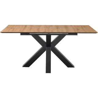 Esstisch "New Atlanta", schwarz (vulkanschwarz supermatt, asteiche, vulkanschwarz supermatt, asteiche), H:81cm, SET ONE BY MUSTERRING, Tische, Esstisch, Platte rechteckig mit schweizer Kante, ausziehbar, Stern-Gestell