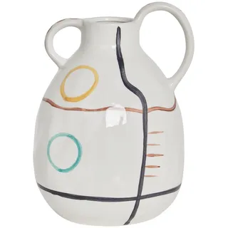 Beliani Blumenvase Steinzeug weiß Dory , Weiß , Vintage , 28 cm , Dekoration, Vasen, Keramikvasen