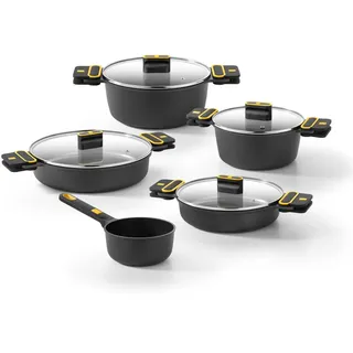 BRA Daily Pro | 9-teiliger Akku aus Aluminiumguss, dreischichtige Antihaftbeschichtung, PFOA-frei, für alle Herdarten und Induktionsherde geeignet