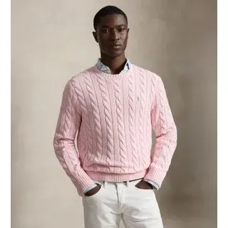 Polo Ralph Lauren für Herren. 710775885543 Pullover aus Baumwolle mit rosa Zopfmuster (M), Lässig, Langarm