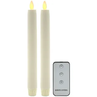 Tronje LED Stabkerzen 24cm Ivory Rot 5h-Timer Kunstkerze Tafelkerze flackernde Flamme - rot