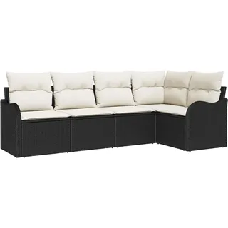 vidaXL Gartensofa-set 5 stk. Schwarz Poly-Rattan - Schwarz