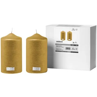 Fink CANDLE Stumpenkerze 15 cm goldfarben