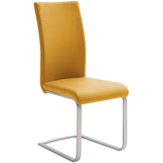 Novel Schwingstuhl , Gelb, Edelstahlfarben , Metall, Textil , Flachrohr , 42x102x58 cm , Stoffauswahl, Typenauswahl , Esszimmer, Stühle, Schwingstühle