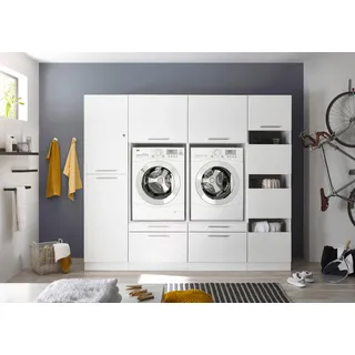 Respekta Clara Waschmaschinenschrank 234,8 x 200 x 67,6 cm Weiß Holz/Kunststoff/Metall/Spanplatte