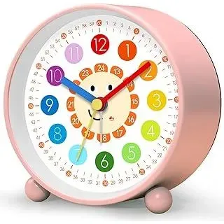 Kinderwecker Ohne Ticken, Wecker Analog für Schulanfänger, Kinderwecker Lernwecker Jungen und Mädchen, Wecker Kinder mit Nachtlicht batteriebetrieben analog Quarzwecker