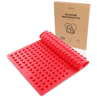 Cahuna Backmatte für Hundekekse Hundeleckerli backen, Backform aus Silikon Herz - für BPA frei und mit Rand - Wiederverwendbare Backunterlage für den Backofen