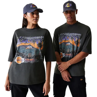 New Era Nba Washed Graphic Los Angeles Lakers Kurzarm-t-shirt - Grey - S