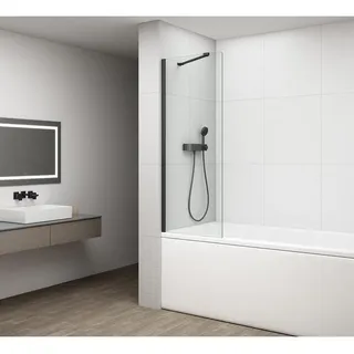 FISA Wannenabtrennung 700x1500mm, Schwarz matt, Klarglas - Transparent