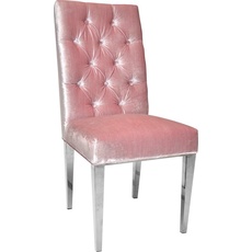 Bild von Stuhl »Pinky«, (Set), 2 St., Samtvelours, Knopfheftung am Rücken und silberfarbenen Metallfüßen, Polsterstuhl rosa
