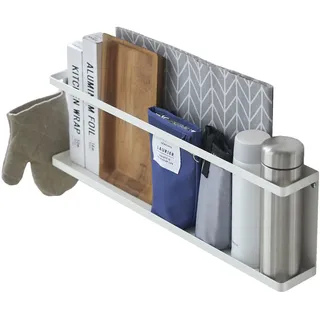 YAMAZAKI 5476 TOWER Wandregal, weiß, Stahl, minimalistisch, 60 x 8.5 x 18 cm