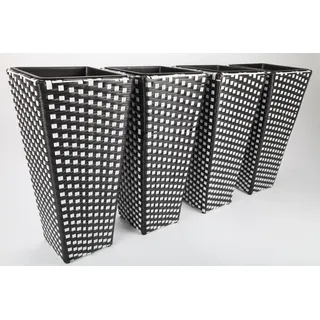 point-garden 4x Blumenkübel Pflanzkübel Pflanzgefäß Blumentopf Polyrattan H 61cm