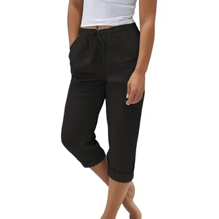 Leinenhose Damen Leichte Sommerhose Baumwolle Leinen Hose Haremshose Leicht Jogginghose Einfarbig Elegante Wanderhose Musselin Hosen Stoffhose Freizeithose mit Taschen strandhose mit Gummizug