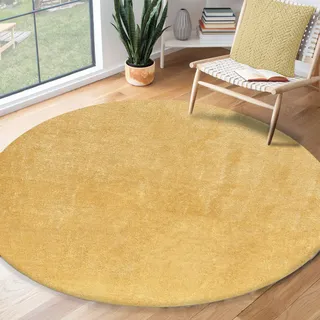 the carpet Teppich »Relax round«, rund, 16 mm Höhe, waschbarer Wohnzimmer Teppich modern rutschfest the carpet Gold Ø 200 cm   1 St.