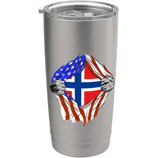 Norwegen USA Amerika Truhe Norwegische Wurzeln Norwegische Flagge Doppelwandiger Edelstahl-Thermobecher
