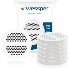 Wessper Disc Filter für Trinkflasche und Kanne, Wasserflasche filter mit Aktivkohle, Ersatz für Brita Microdisc Flaschen und Karaffen, Reduzierung von Chlor und Schwermetalle- 6 Stück