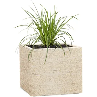 Pflanzwerk® Pflanzkübel Cube Antik Sand 30x34x34cm *Frostbeständiger Blumenkübel* *UV-Schutz* *Qualitätsware*