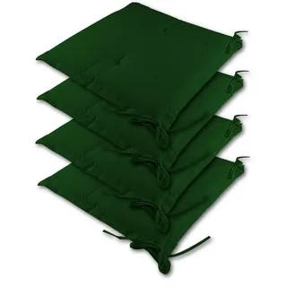 DETEX® Sitzkissen Stuhl 4er Set Wasserabweisend 45x40cm Befestigungsriemen Waschbar Reißfest Stuhlkissen Sitzauflage Sitzpolster Gartenstuhl Grün - Grün