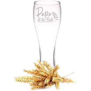 GRAVURZEILE Leonardo Weizenglas mit Gravur - Papa ist der Beste - Geschenk für Papa ideal als Vatertagsgeschenk - 0,5l - Bierglas Weizenbierglas als Geburtstagsgeschenk für Männer - Geschenk für Ihn