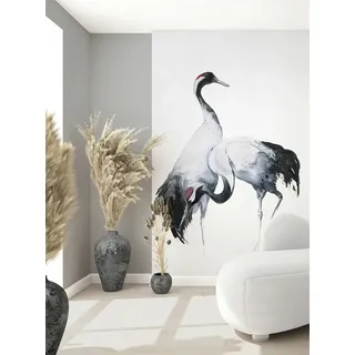 Marburg Fototapete Kraniche Aquarell-Optik Schwarz Weiß Grau 34596 Kumano
