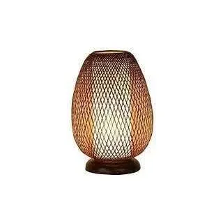 Fine Asianliving Japanische Bambus Webbing Tischlampe - Seiji D21xH26cm Japanische Lampen Japanische Hängelampen Japanische Pendellampen Deckenleuchten Japanische Stehlampen shoji-lampen Japanische Wandlampen Wandleuchte beleuchtung - Braun