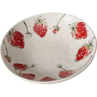 Schale mit Erdbeermuster STRAWBERRY, Ø 34 cm - Weiß, Rot