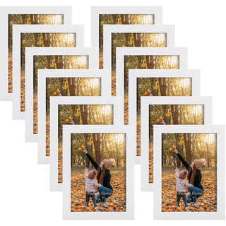 EXYGLO 12er Set Bilderrahmen 13x18 cm, Weiße Fotorahmen Collage für 18x13 cm Fotos und Bilder, Modern Rahmen Leicht und Dünn - Wand- oder Tischaufsteller