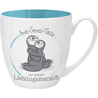 Gruss und Co , Knochenporzellan, 46268 Anti-Stress Tasse Lieblingsmensch, 45 cl, Geschenk, Teetasse, Blau