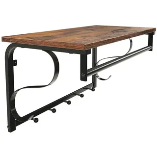 VASAGLE Wandgarderobe 60 x 30 cm Braun/Schwarz