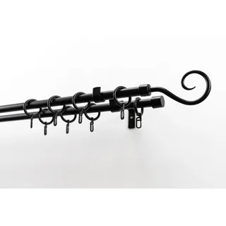 GARESA Vorhangstange Clara 2-läufig Ø 16 mm 330 cm Schwarz