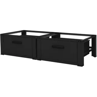 ML-Design Doppel Waschmaschinen Untergestell mit 2 Schubladen, Schwarz, 128x53,5x31,5 cm