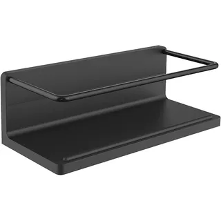 EMCO Round Duschkorb ohne Bohren I Wandkorb zum Kleben I hochwertige Duschablage für Badutensilien I schwarz