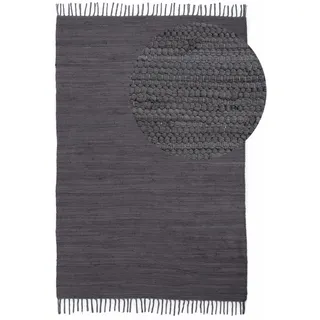carpetfine Kelim Chindi uni Wendeteppich 60 x 90 cm Grau