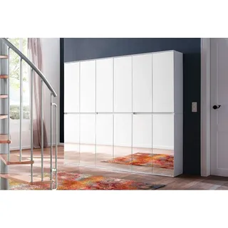 Großer Garderobenschrank mit Spiegeltüren MAIA-19 in weiß, B/H/T: ca. 222/191/34 cm - Weiß