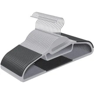 SONGMICS Kleiderbügel Kunststoff, 20er Set, Bügel mit U-förmiger Öffnung, platzsparend, 0,5 cm dick, 41,5 cm breit, um 360° drehbarer Haken, hellgrau-dunkelgrau CRP41G